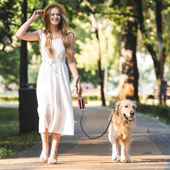 Dog Poop Bag Holder for Leashes and Treat Holder with 2 Waterproof Pouches | Poop Bag Dispenser for Pet Waste Bags and Walking Accessories + 1 Free Roll