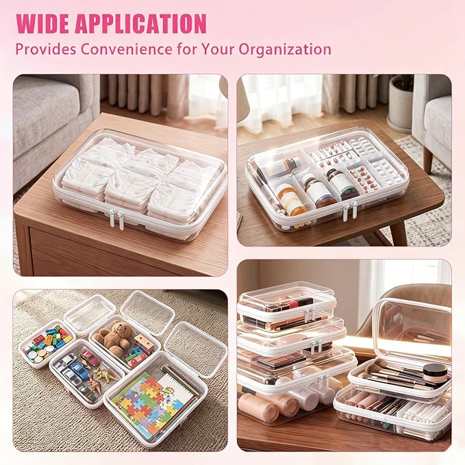 Clear Diaper Bag Organizer Pouches, Hard Shell Zipper Case for Baby Travel | 5 Pack Rigid 1.2 mm Clear PET Waterproof Organizer Pouches, Multi-Size Zipper Cases for Baby Essentials, Diapers Wipes