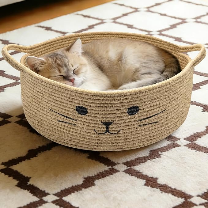 Large Cat Toy Basket, Gift Baskets Empty for Baby Shower,13" x 6" | Boo basket Cute Woven Rope Storage Basket for Home Decor, Baby Baskets for Nursery, Cat Pet toy box, Jute