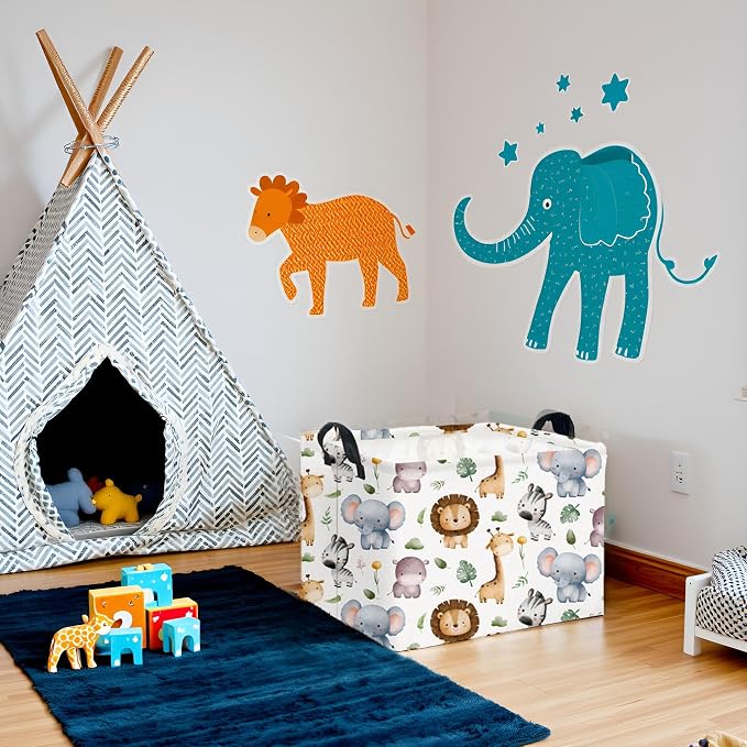 Rectangular Woodland Animal Basket Baby Storage Basket Storage Bin Organizer Box Animal Room Decor(Animal Basket)