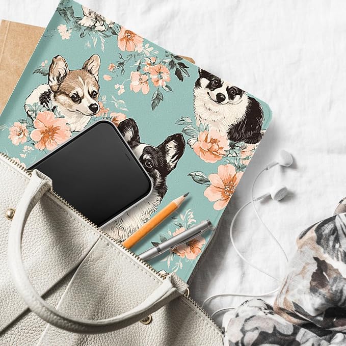 for Microsoft Surface Pro X/Pro X Plus-13 2019/2020/2021/2024 Tablet Case,Auto Wake/Sleep,Adjustable Stand Protective Cover - Corgi Floral