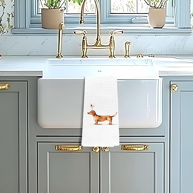 efgthyjdh072 Funny Cocktail Dachshund Kitchen Towels Decorative, Dachshund Lover Gifts Hand Tea Towels for Kitchen Bar Cart, Cocktail Lover Gifts Dish Towel Dishcloth, 16x24 Inch