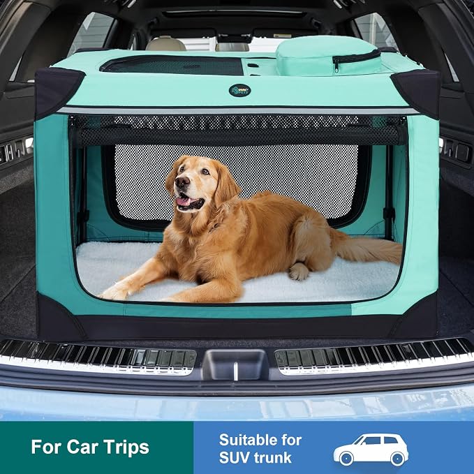 Ownpets Collapsible Dog Crate, 36 inch Portable Travel Dog Crate for Large Dogs, 4-Door Foldable Pet Kennel with Durable Mesh Windows & Double-Sided Soft Mat | Foldable, Portable, 4-Doors, 4-Side Mesh Windows, Steel Frame Oxford Cloth, Soft Cushion Mat...