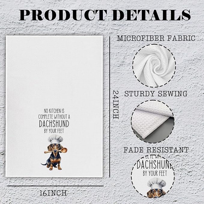 Funny Dachshund Kitchen Towels, Weiner Dog Gifts for Women Men Dish Tea Towels for Kitchen Decor, Gifts for Dachshund Lovers Decorative Hand Towels, 16x24 Inch