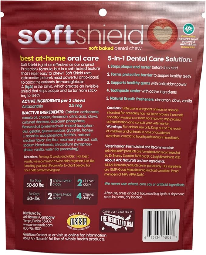 ARK Naturals Soft Shield Protection+ Brushless Toothpaste, Dog Dental Chews for Large Breeds, Stops Plaque & Tartar, Freshens Breath