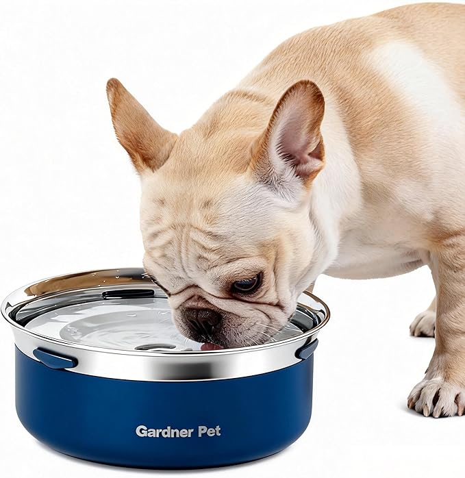 Gardner Pet Slow Water Bowl for Dogs – No Spill, Anti-Splash Floating Plate Design, Slows Drinking to Reduce Mess, Keeps Water Clean & Floors Dry, 2L