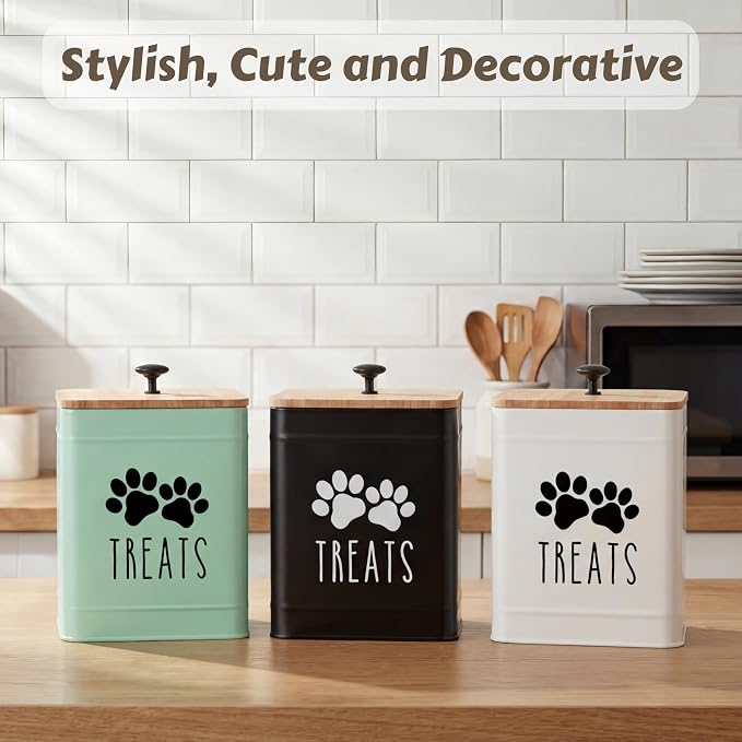 PERFNIQUE Dog Treat Container, Airtight Dog Treat Jar, Dog Cookie Jar for kitchen Counter, Pet Treat Container, Dog Food Storage, Treat Jars for Pets, Cat Treat Container, 8.2x6.2 (Mint)