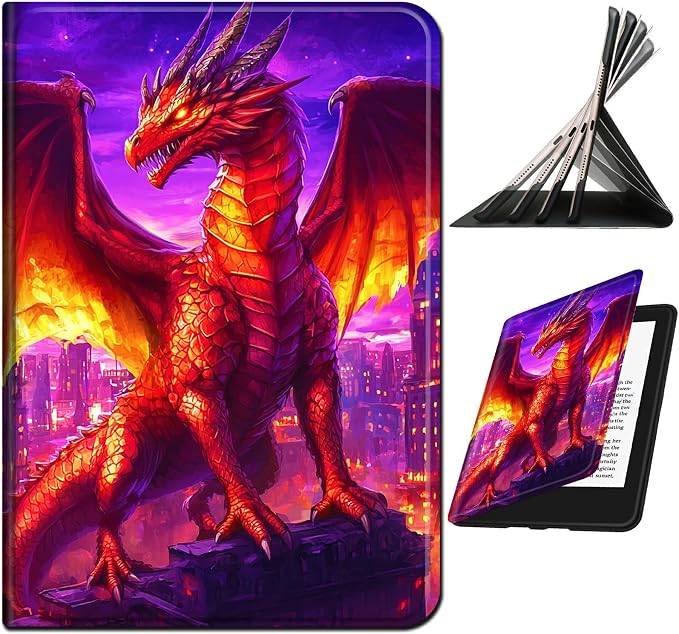 for Samsung Galaxy Tab A 8.0" 2017 SM-T380/T385 Case | Slim Leather Smart Cover with Multi-Angle Anti-Slip Stand [Auto Wake/Sleep] Shell for Women Men, Purple Red Dragon