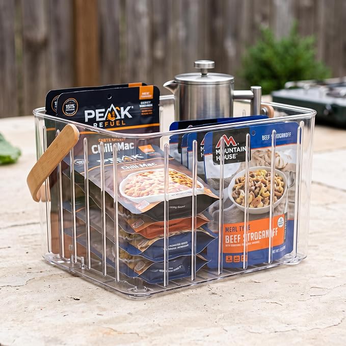 Clear Storage Basket Organizer, Portable Storage Box Bins for Use & Outdoor Camping, Transparent White