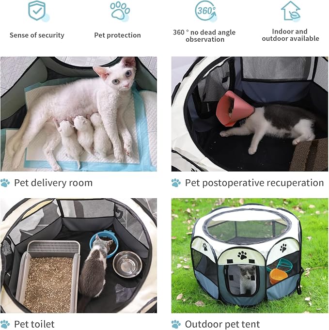 SENCONE Portable Pet Playpen for Cats, Kittens, Puppies, Indoor/Outdoor, S (Pack of 2)
