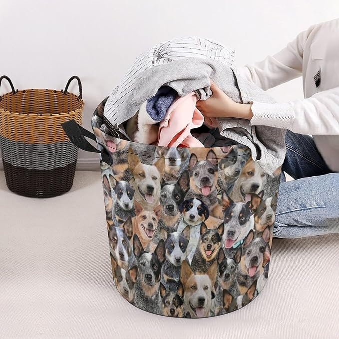 Australian Cattle Dog Lover Gifts, Laundry Hamper With Handles, Australian Cattle Dog Laundry Basket, Waterproof Clothes Storage Bucket for Bedroom Bathroom