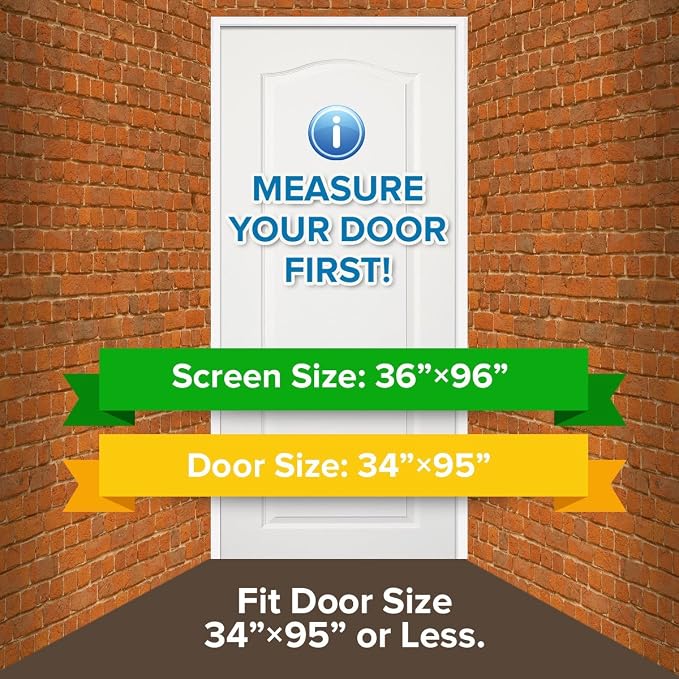 Dooreasy Hands-Free Magnetic Screen Door Polyester Mesh, Full Frame Loop Sewn,Quick Close No Slightest Gap, Fits Door Opening Up to 34"x95"