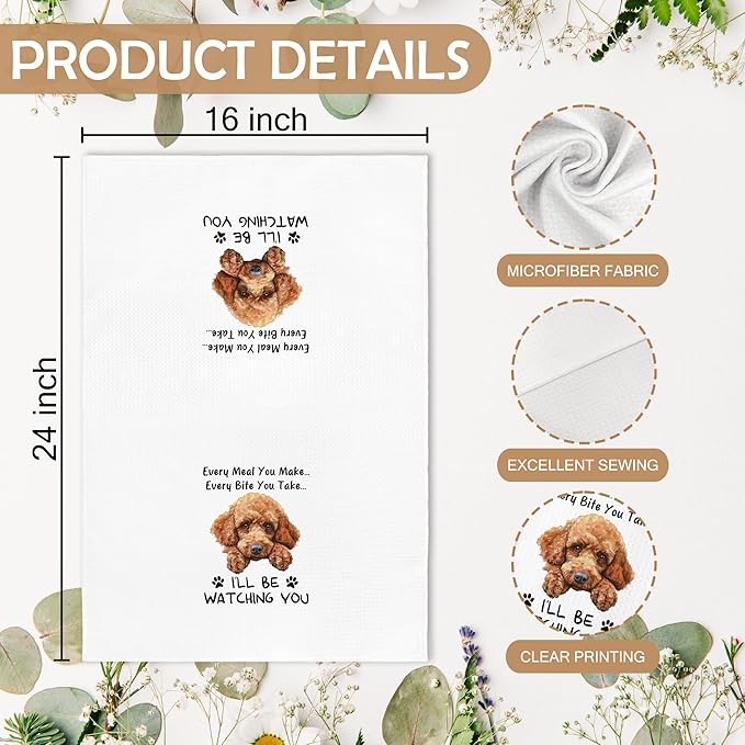 Funny Poodle Dog Kitchen Towels Decor, Poodle Puppy Dog Gifts for Poodles Lovers Owners Women Men, Every Meal You Make Every Bite You Take Dish Hand Tea Towels for Kitchen, 16x24 Inch