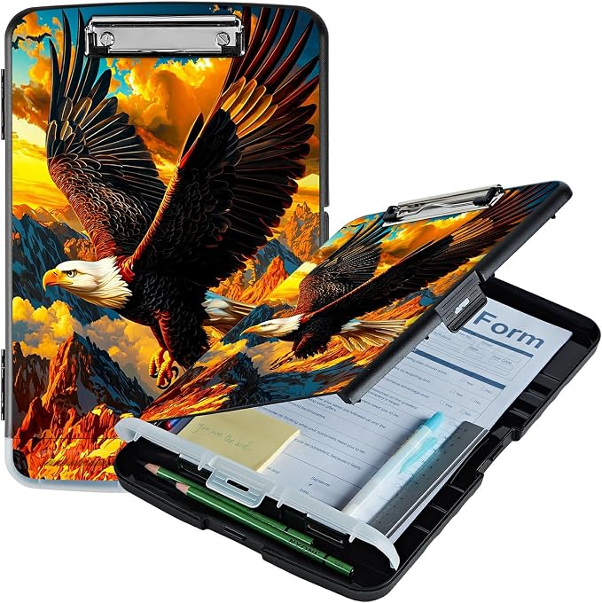 Mountain Eagle A4 Clipboard with Storage Pen Holder, Clipboards Organizer Nursing Clipboard Foldable File Folder Plastic Clipboard Folio Clip Board for Office Students Classroom Doctor
