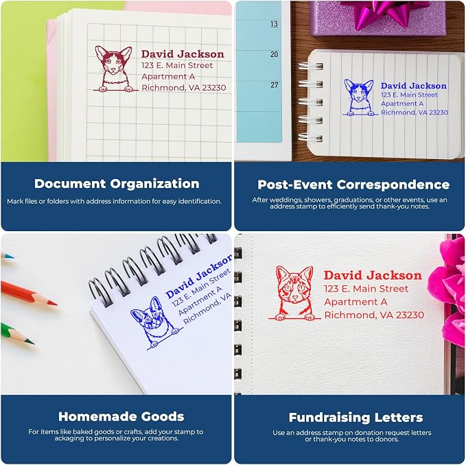 Personalized Chartreux Custom Return Stamper - 7/8 x 2-1/4 Address Stamps for Change of Address Notices - Unique Made to Order Stamper for Cat Lovers and Pet Owners