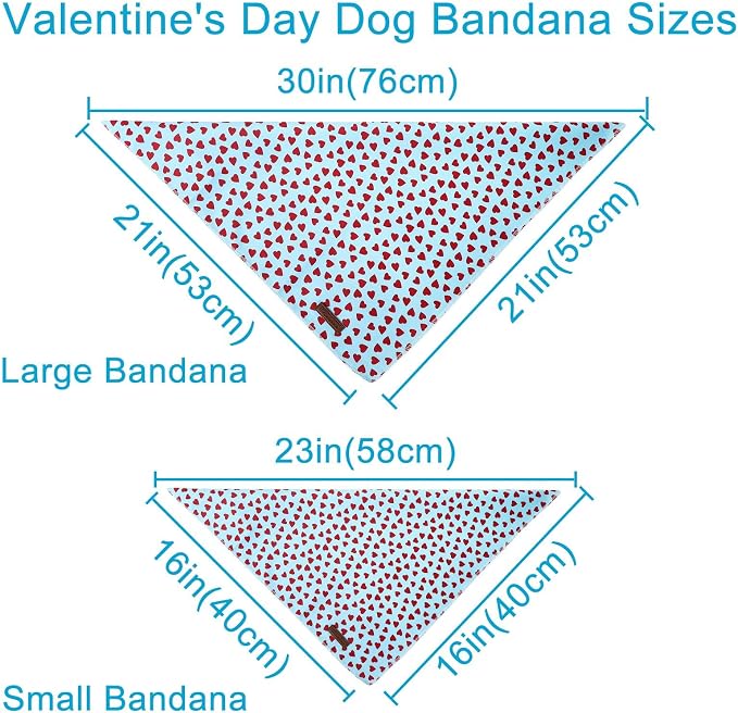 Valentine's Dog Bandana, UP URARA PUP Soft Cotton Adjustable Pet Scarf for Small, Medium, and Large Dogs, Cute and Comfortable Dog Accessory,S