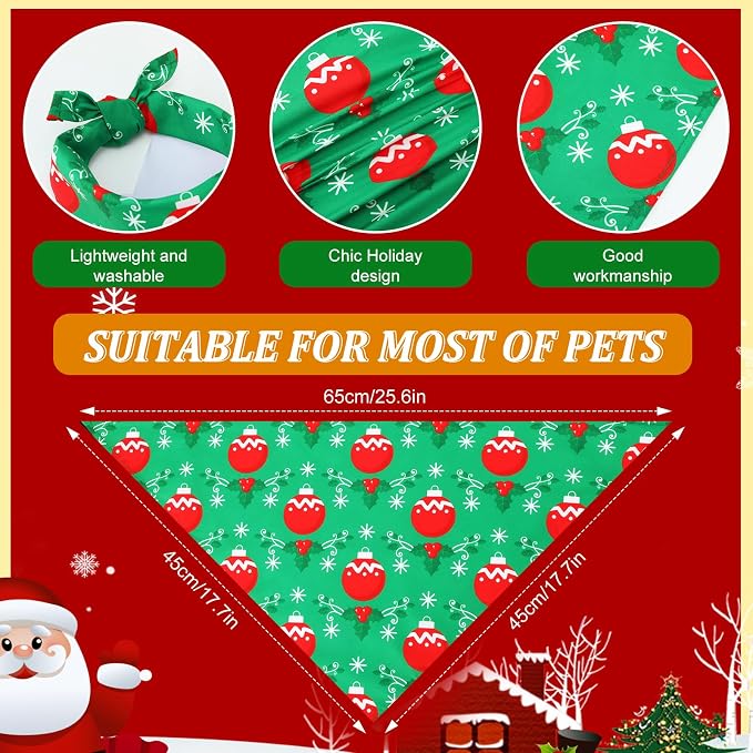 Abbylike 50 Pcs Christmas Dog Bandanas Bulk, Snowman Reindeer Santa