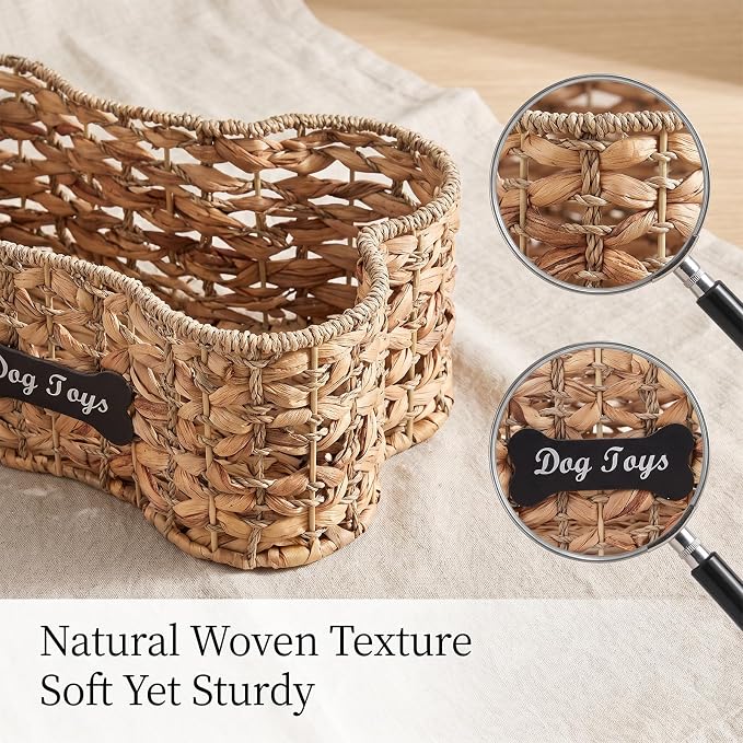 dog bone basket dog toy box Natural Seagrass & Rush Grass | Organizer Pet Storage Collection, Dog Toy storage,dog bone basket Woven CAT Toy Storage Organizer,Bone Shape Handwoven