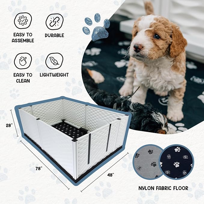 EZclassic 48x76x28 in Whelping Box for Breeders, Durable Dog Pen | Extra-large 48x76x28 breeder whelping box with tall walls, durable customizable panels, portable design, and easy cleaning