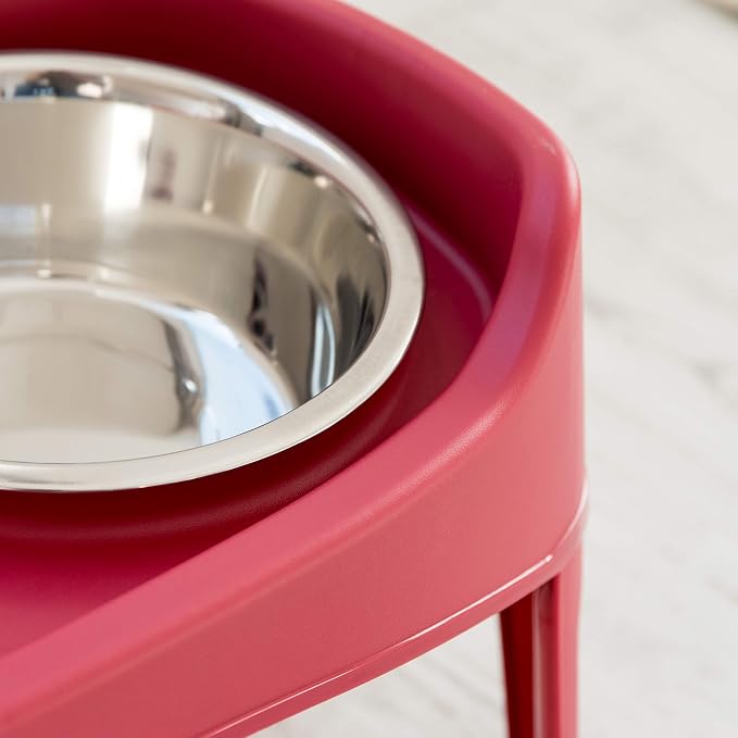 IRIS USA Elevated Dog Bowls, Dual Height 4.63" or 12.25" Made in USA, Black | Includes 2 Stainless Steel Bowls (64oz), Spill Guard, Height Adjustable, Non-Slip Feeder, Helps Reduce Neck Strain