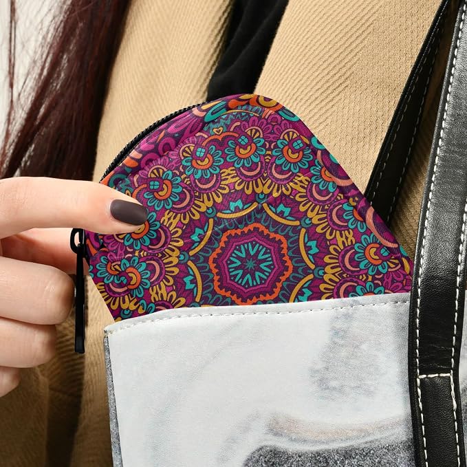 Tribal Mandala Pill Case, Cute Weekly Portable Pill Bag Container 7 Days Pill Box Organizer Vitamin Supplement Holder with Zipper for Travel Family Business