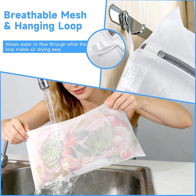 GOGOODA XL Mesh Laundry Bags, 4-Pack Large Wash Bags with Auto-Lock Zipper | for Sweaters & Delicates, Fine Mesh for Washing Machine