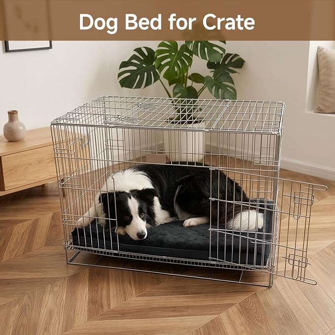 XL Waterproof Dog Bed for Crate, Washable Reversible Pads, 41x27, Black | Kennel Pet Bed for Medium Large Dogs with Removable Cover, Waterproof, Wipeable, Anti-Slip, Outdoor, Black