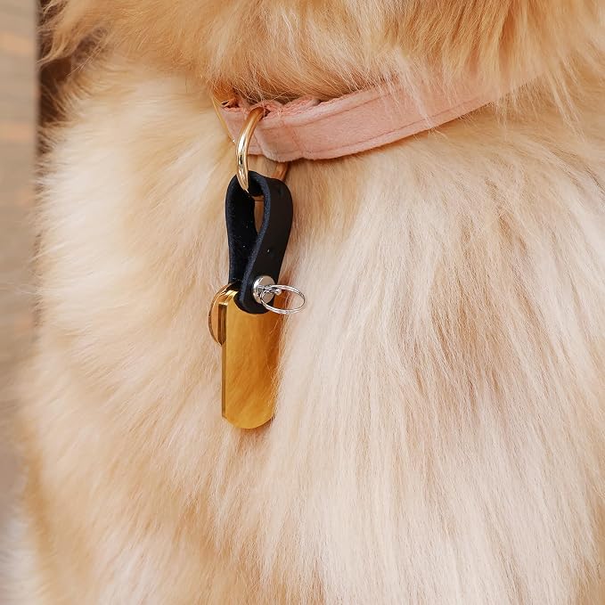 Pet ID Tag Silencer - Dog & Cat Collar Leather Connector | Holder Up to 4 Dog Tags(Black)