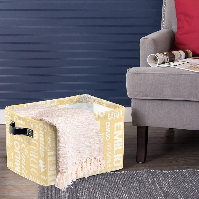 Personalized Toy Box Storage Bins for Boys Girls with Name, Kids Custom Storage Basket Cubes Organizer with Handles, Shelf Closet Storage Baskets Bin Customized Gift, 1 Pack