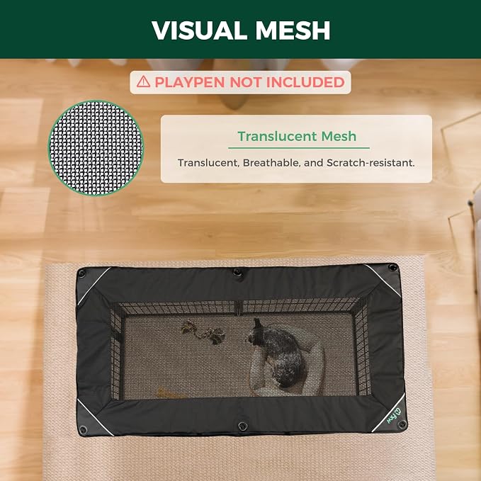 FXW Mesh Top Cover for 24" H 6-Panel Dog Playpen, Rectangle | Helps Deter Jump-Outs, Tear-Resistant, Quick Setup, Compact Storage, Fits FXW Only, Playpen Not Included
