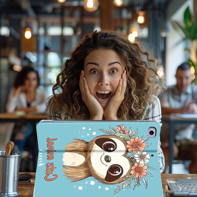 for Microsoft Surface Pro 8-13" 2021 Tablet Case,Auto Wake/Sleep,Adjustable Stand Protective Cover - Cute Sloth Floral