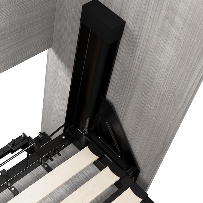 Bestar Full Murphy Bed with Closet Organizer, Platinum Gray, Claremont, 99W | Closet Organizers; dual piston mechanism; for guest room or multipurpose space; 10-year warranty