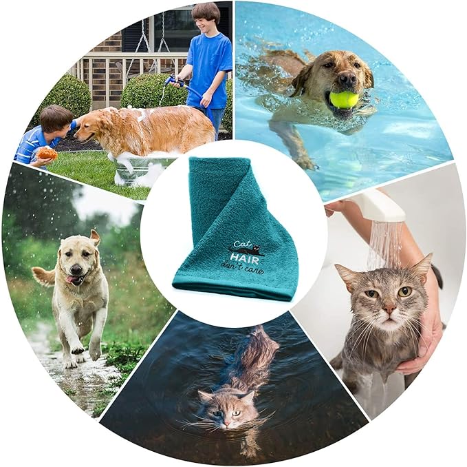 DAN RIVER Dog Towel - Pack of 1, 100% Cotton, 20x40, Ultra Soft 450 GSM, Super Absorbent & Quick Drying Towel for Dogs, Cats, and Other Pets, Teal.