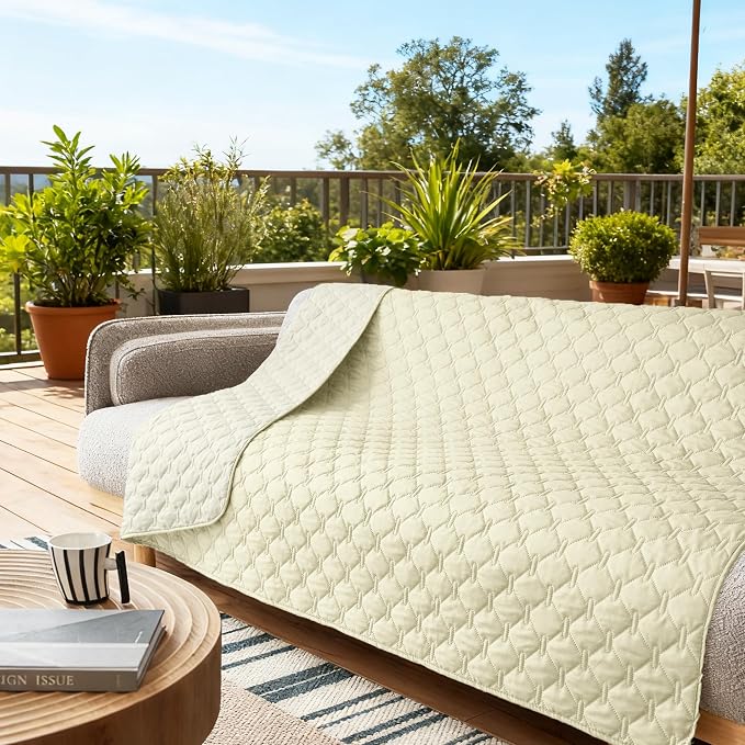 gogobunny 100% Double-Sided Waterproof Dog Bed Cover Pet Blanket Sofa Couch Furniture Protector for Puppy Large Dog Cat, Reversible (82x120 Inch (Pack of 1), Dark Cream/Light Cream)