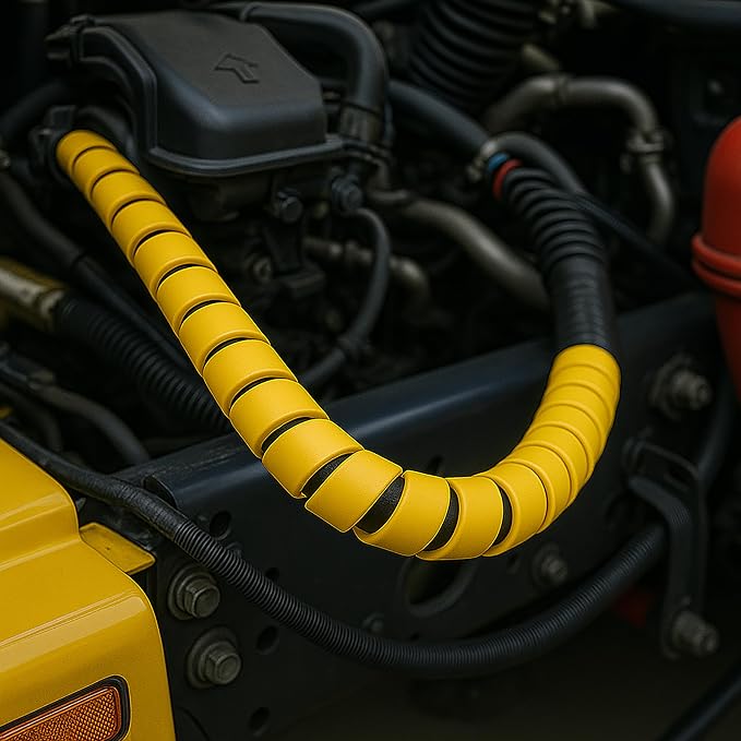 Electriduct 1 Inch Heavy Duty Spiral Wrap HDPE Flexible Plastic Cable Sleeve Hose Protector 10 Feet - Yellow