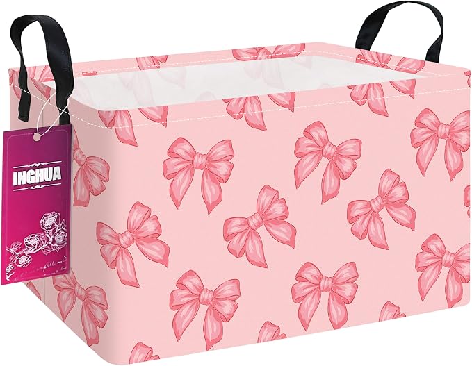 Rectangular Bowknot Storage Basket | Gifts Bag for Toys,Books,Clothes,Gifts,Pets-Perfect for Home,Office,Nursery,Dorm,Shelf