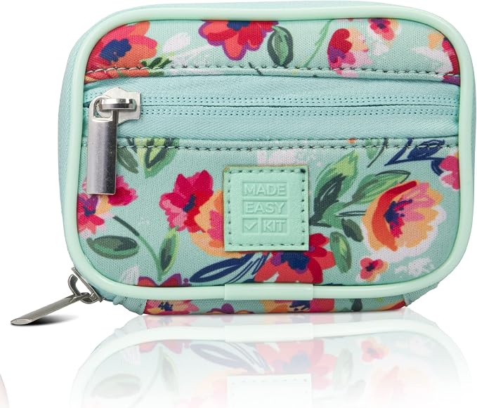 Made Easy Kit Pill Case - Weekly Medicine Organizer with Removable Seven-Day Vitamin & Supplement Box - Premium Neoprene for Travel Purse Accessory (Teal)