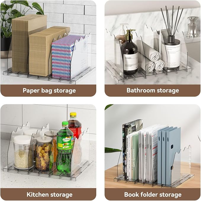 SOYO Adjustable Shelf Dividers for Closet, Purse Organizers for Bag, Clear | Acrylic Handbag Storage Pocketbook Organizer, Bookshelf Separators for Bedroom Armoire Wardrobe Office Cabinet