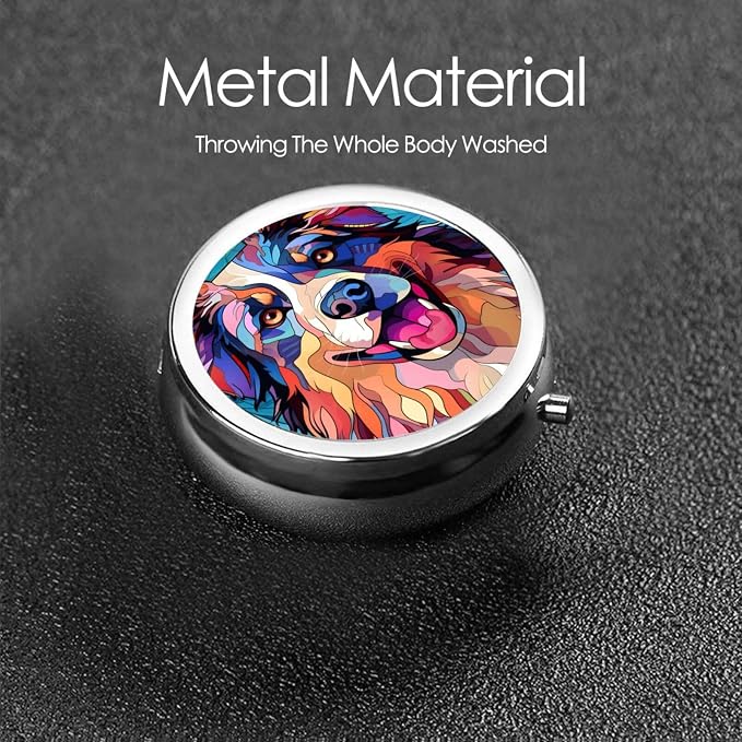Australian Shepherd Dog Small Box for Pill,3 Compartment Pill Case Travel Medicine,Portable Pocket or Purse Pill Organizer Container Holder Hold Vitamins, Medication, Fish Oil Supplements