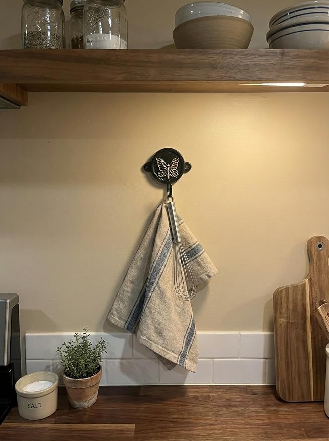 Aluminium Butterfly Print Wall Hook for Home Décor | Decorative Heavy Duty Wall Mounted Hook Rack for Coat, Keys, Towels, Bags & Hats | Rustic Vintage Organizer for Entryway, Bathroom & Bedroom