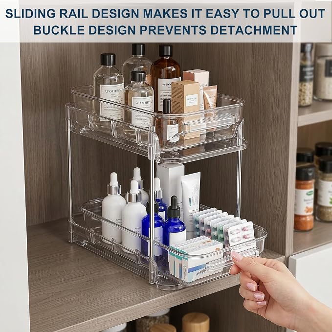 3-Tier Vitamin Storage Organizer, Organizer for Vitamin Bottles And Medicine Bottle, Vitamin Bottle Organizer for Countertop, Bathroom Cabinet Storage Items Are Clearly Visible