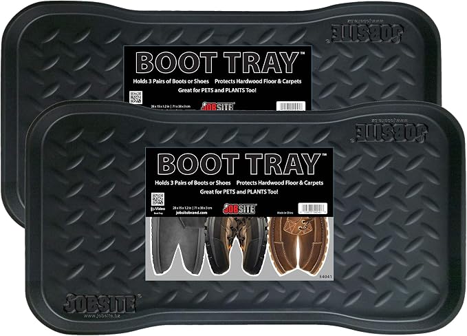JobSite Heavy Duty Boot Tray, Multi-Purpose for Shoes, Pets, Garden - 15 x 28 Inch - 2 Trays