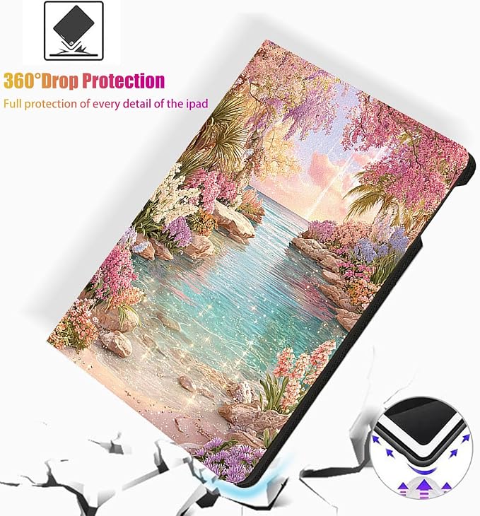 for Microsoft Surface Pro 11/10/9-13" 2024/2022 Tablet Case,Auto Wake/Sleep,Adjustable Stand Protective Cover - Dream Flower Sea