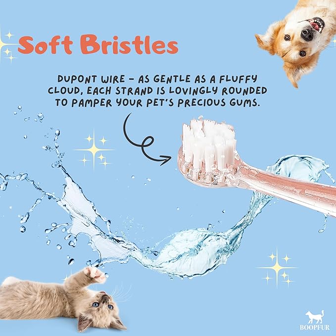 Generic Pet Electric Toothbrush for Dogs and Cats with LED Light & Soft Bristles, Blue/White