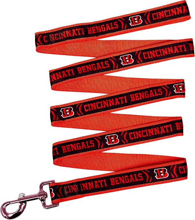NFL PET Cincinnati Bengals Dog Leash, Large Football Team Leash for Dogs & Cats - Shiny & Colorful, Licensed by The NFL