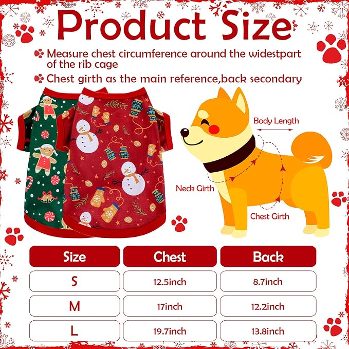 6 Pcs Christmas Dog Shirts Breathable Vest,S (3.3lbs-5.5lbs) | Festive Snowman Reindeer Santa Prints, Soft Fabric for Puppies Cats, Sleeveless Design for Holiday Wear and Photos