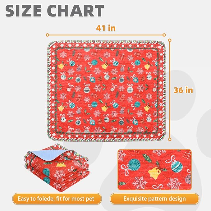 Washable Pee Pads for Dogs, 2 Pack Christmas Pet Mats, Super Absorbent Reusable Puppy Training Pads Waterproof,Nonslip Leak-Proof Dog Pee Pad,Large Whelping Pads for Floor,Crate,Couch,36"*41"