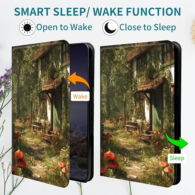 Case for Samsung Galaxy Tab S10 Plus 2024/S9 FE+/S9 Plus 12.4" 2023, 360 Degree Rotating Stand with Multi-Angle Vertical Shockproof Protective Shell for Women Men, Red Mushroom Village