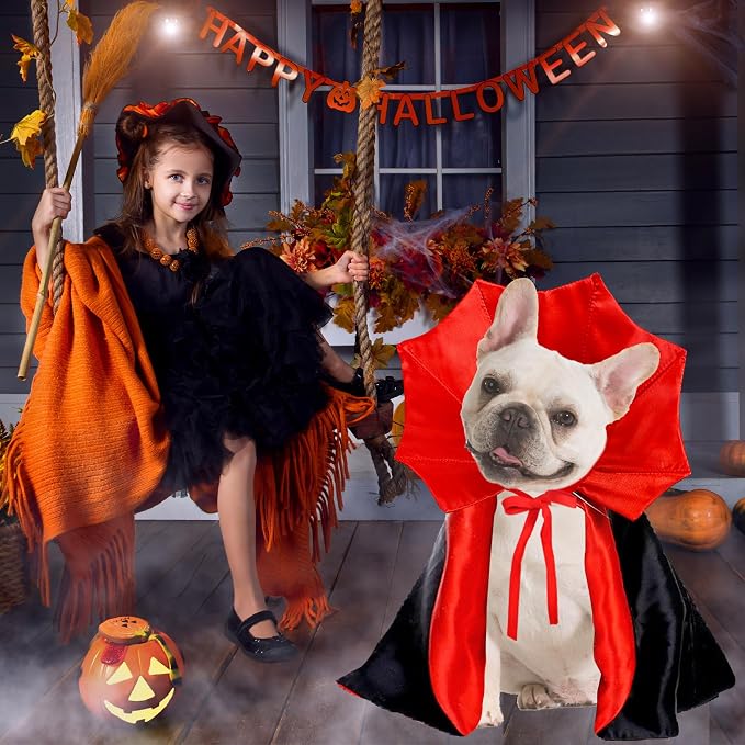 GOYOSWA Dog Halloween Costumes, Dog Vampire Cloak Costume Devil Vampire Cloak Cape Halloween Costumes for Small Medium Large Dogs Pets (Small)