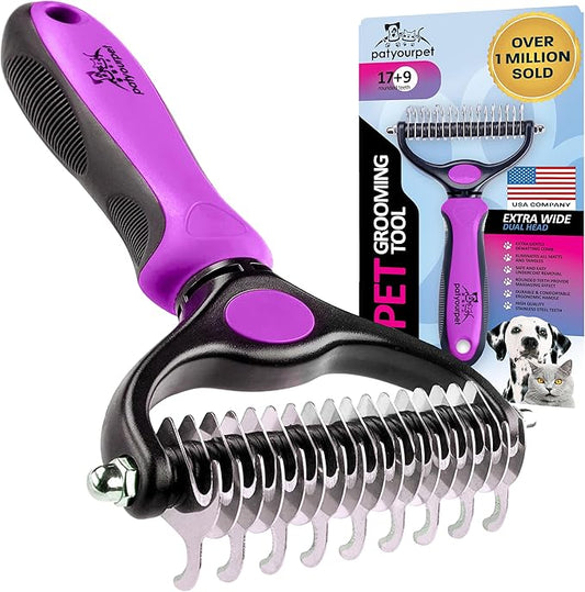 Pat Your Pet Deshedding Dog Brush For Shedding – Cat Brushes For Indoor Cats, Double-Sided Cat Brush Deshedding & Grooming Tool For Long Haired And Short Haired Dogs, Skin-Friendly